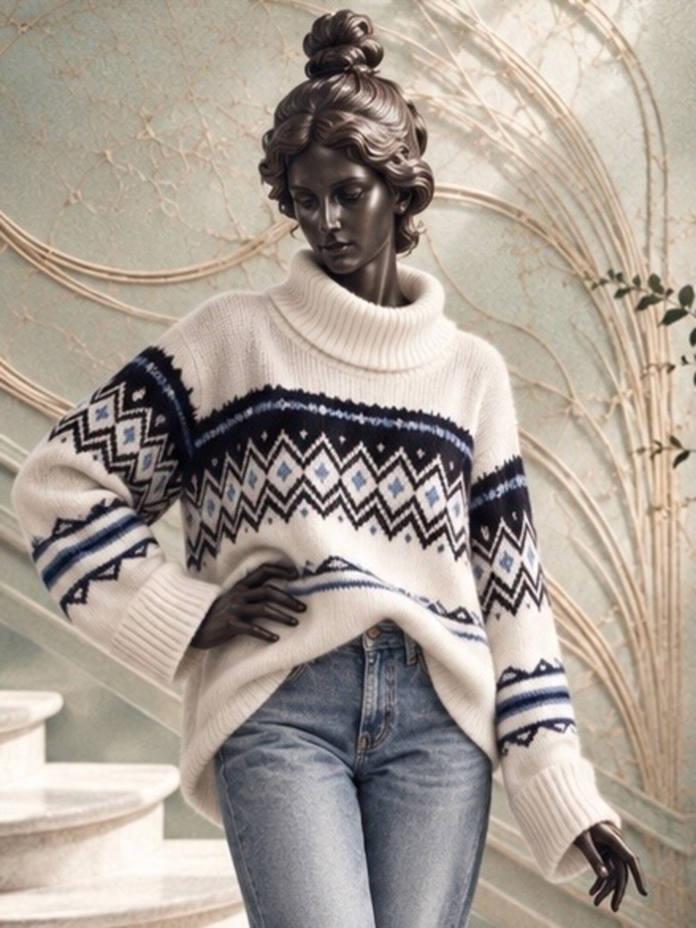 Anthropologie | Daily Practice Evergreen Turtleneck Fair Isle Sweater (XL)